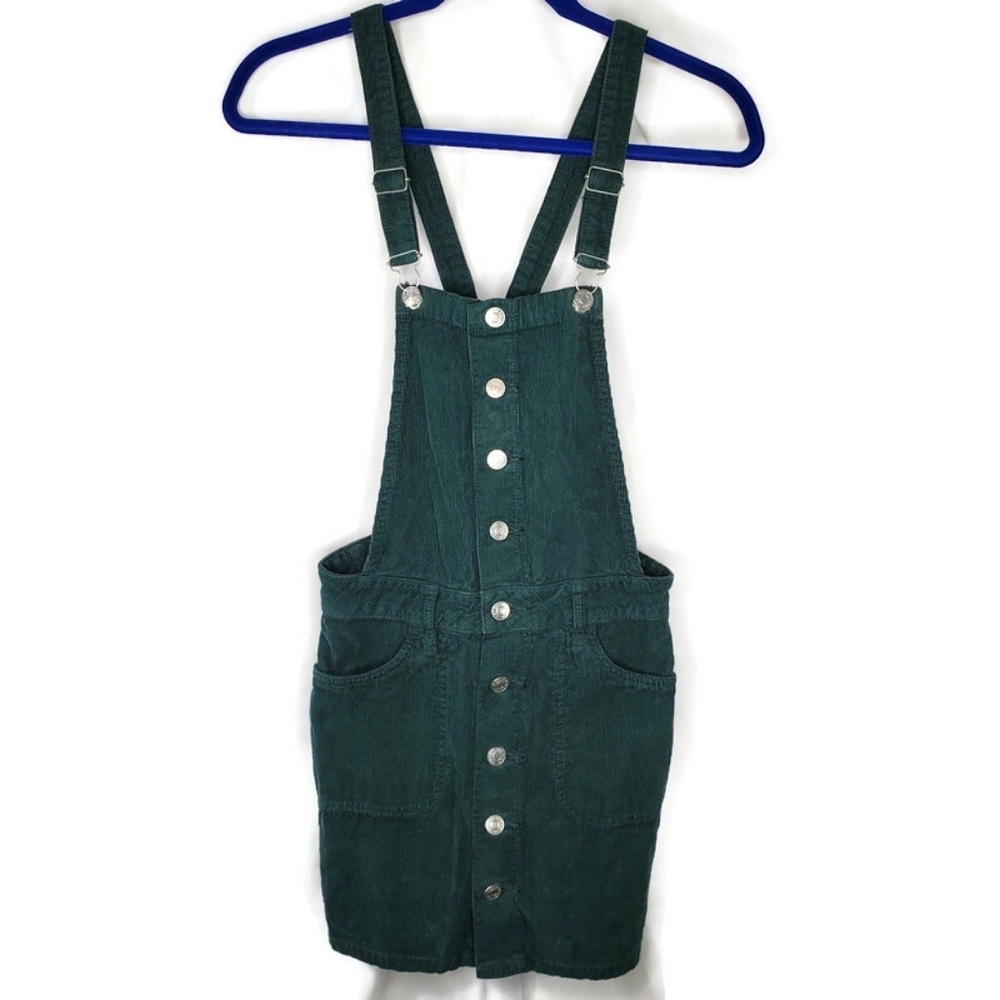 Pacsun Green Corduroy Skirt Overalls Dress Jumper Size XS